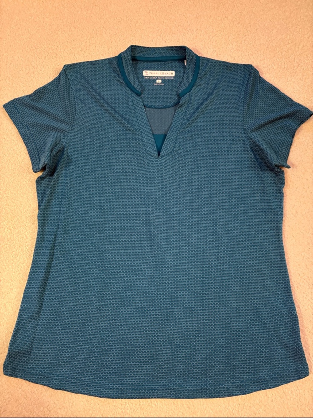 Pebble Beach Teal Short Sleeve V-Notch Top